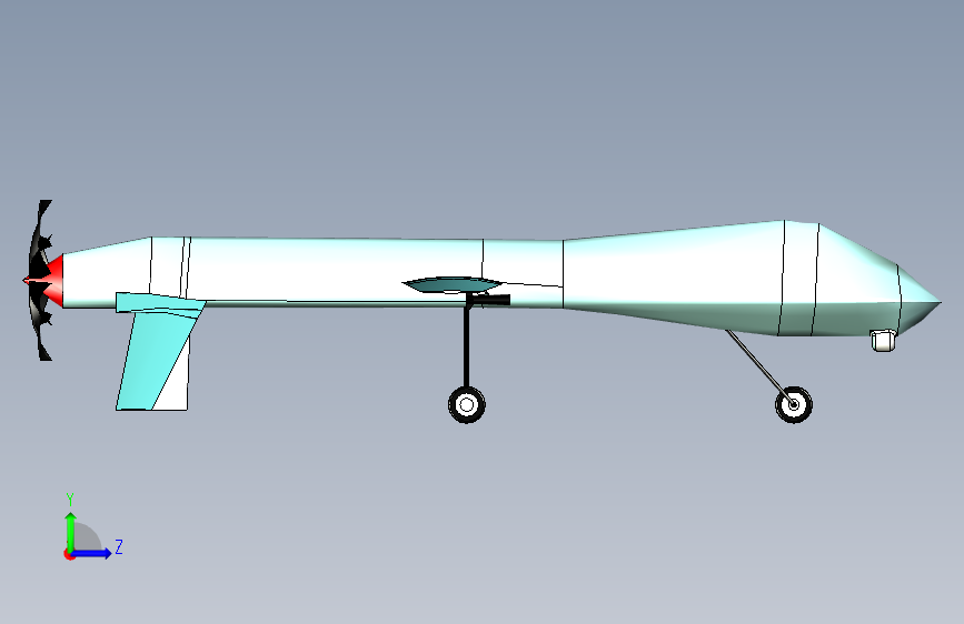 G16480-SOLIDWORKS上的MQ-1预测无人机”+无人机 左侧视图