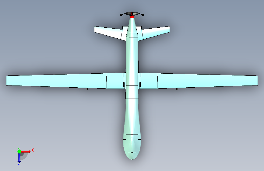 G16480-SOLIDWORKS上的MQ-1预测无人机”+无人机 俯视图