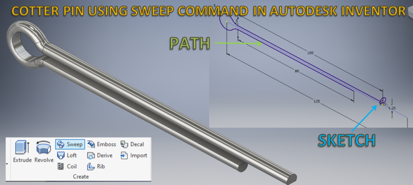 G19722-Autodesk Inventor中的扫描命令__ Autodesk Inventor__ Inventor绘图实践中的Cotter Pin” 无人机