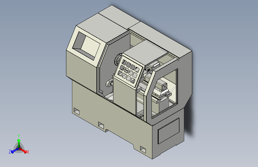 小型数控车床3D模型