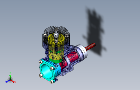OS-46ax发动机简易模型3D图三维模型