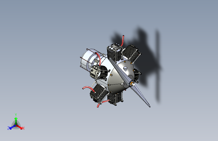 Radial Engine星形六缸发动机3D图模型