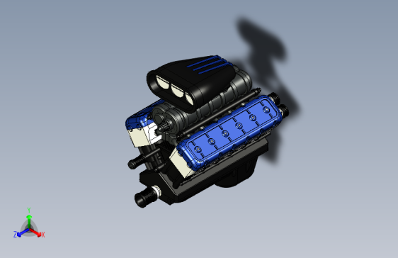 12缸发动机模型3D图三维模型