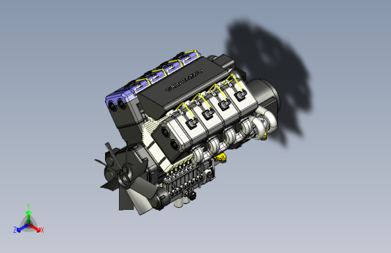 V8涡轮增压柴油机模型3D图三维模型