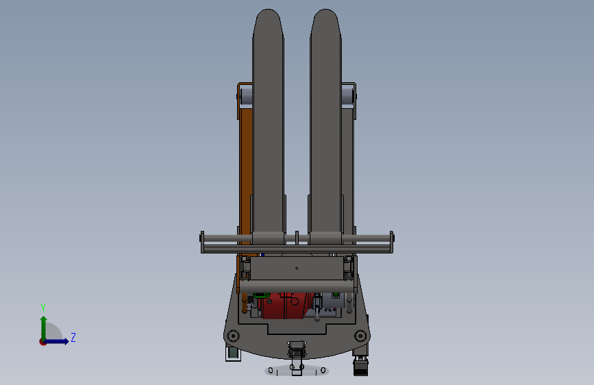 半电动堆高车 左侧视图