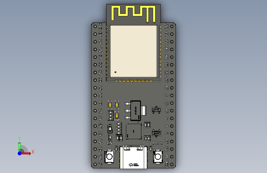 N007744-ESP32-DevKitC-32E WiFi 蓝牙模块 正面视图