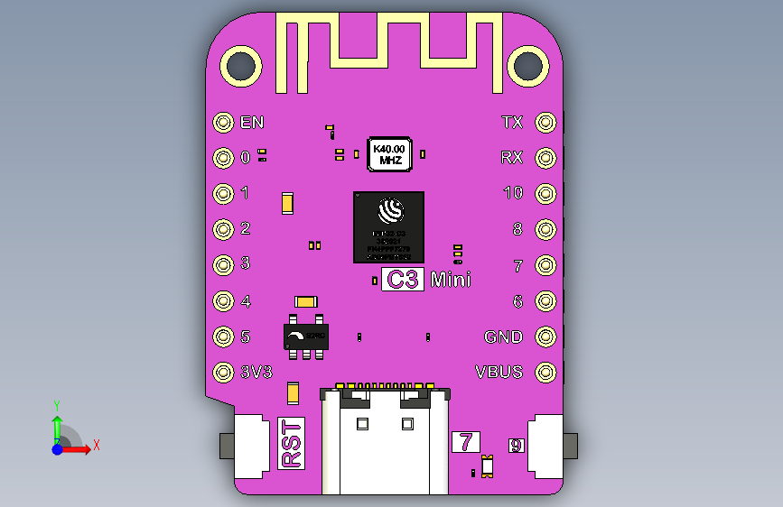 N008026-Wemos C3 迷你版 V1.0.0 正面视图