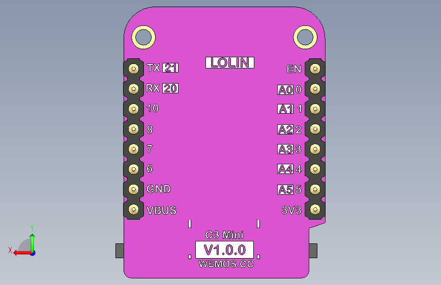 N008026-Wemos C3 迷你版 V1.0.0 背面视图