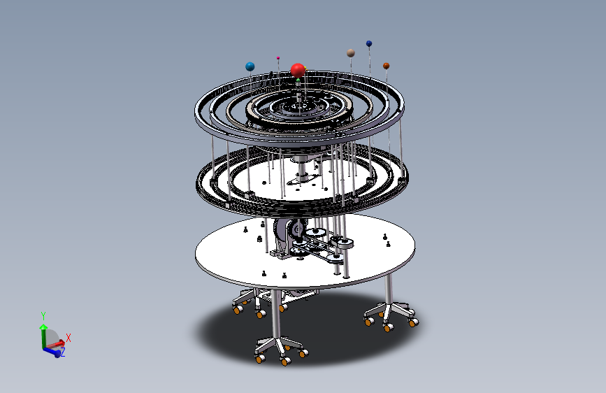 机械结构模拟太阳系行星运动