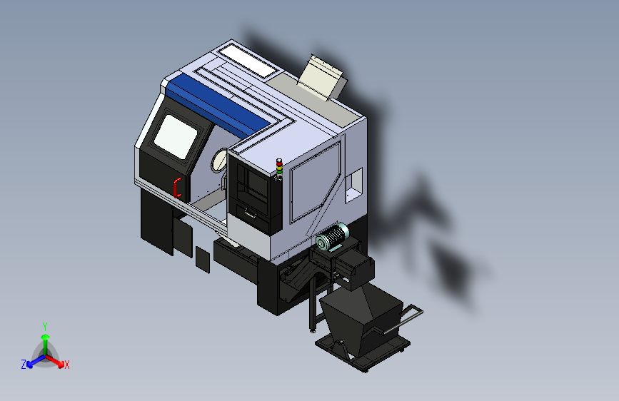 数控机床含排屑机3D模型