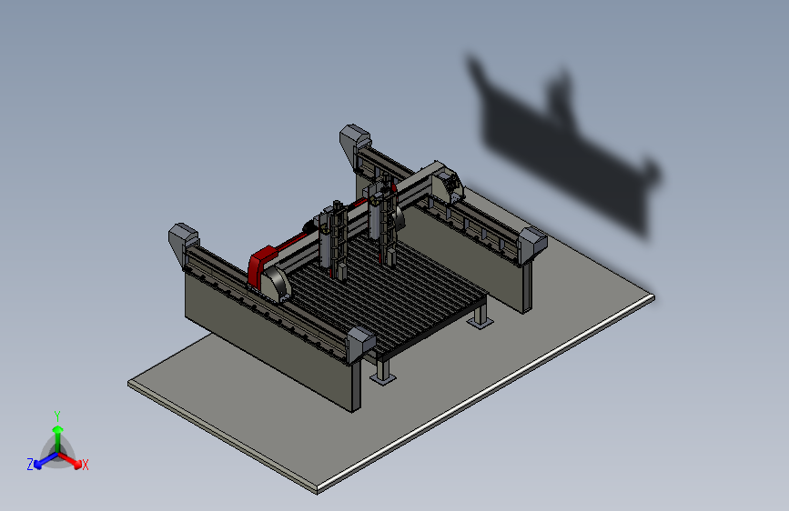 双主轴的3轴加工机床设备3D图