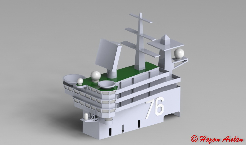 G022169-SolidWorks 航母CVN 76 - 岛屿=飞机