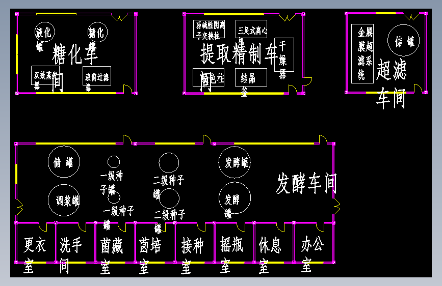 味精工厂发酵车间平面布局图