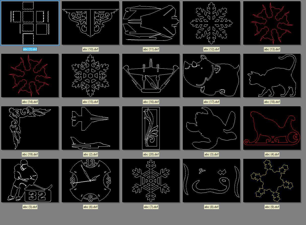 G023308-1) 20个随机DXF图案=飞机