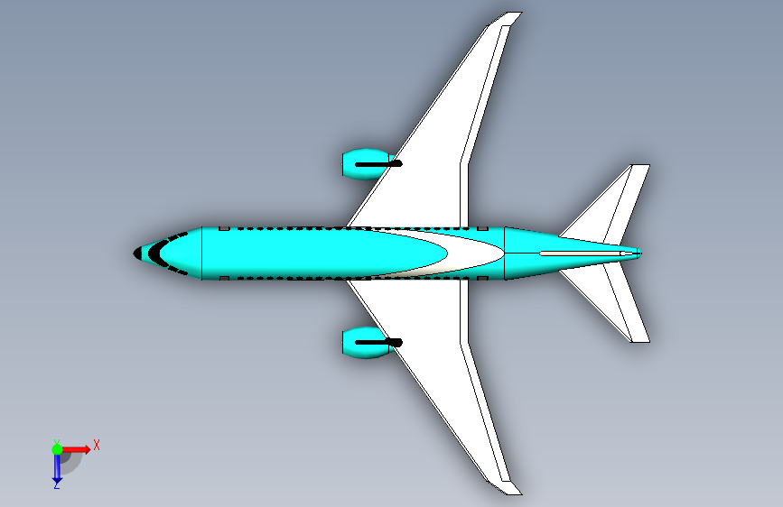 G023338-3D建模飞机=飞机 俯视图