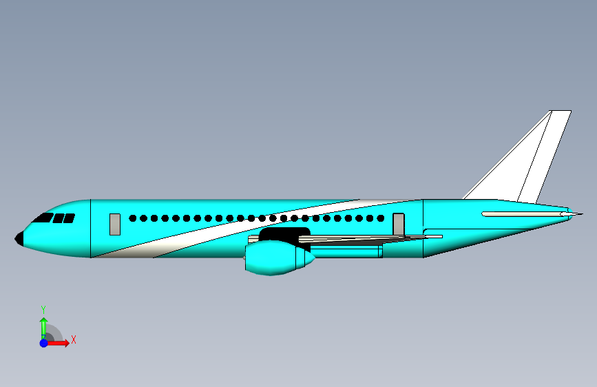 G023338-3D建模飞机=飞机 正面视图