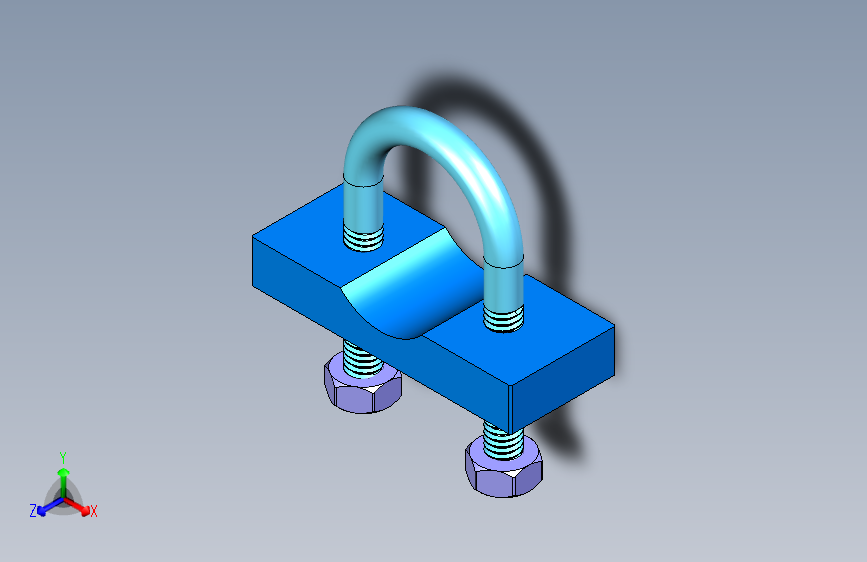 N009618-3D+CAD基本锻炼U螺栓管夹_管夹在U_Autodesk+Inventor+Pro中