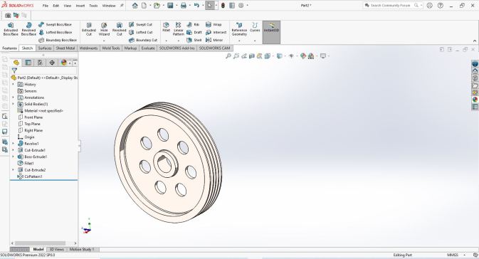 N010458-Solidworks Pulley型号 - V带类型