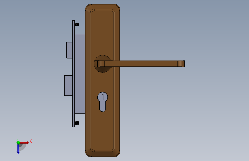 把手门锁3D模型图纸 Solidworks设计 俯视图