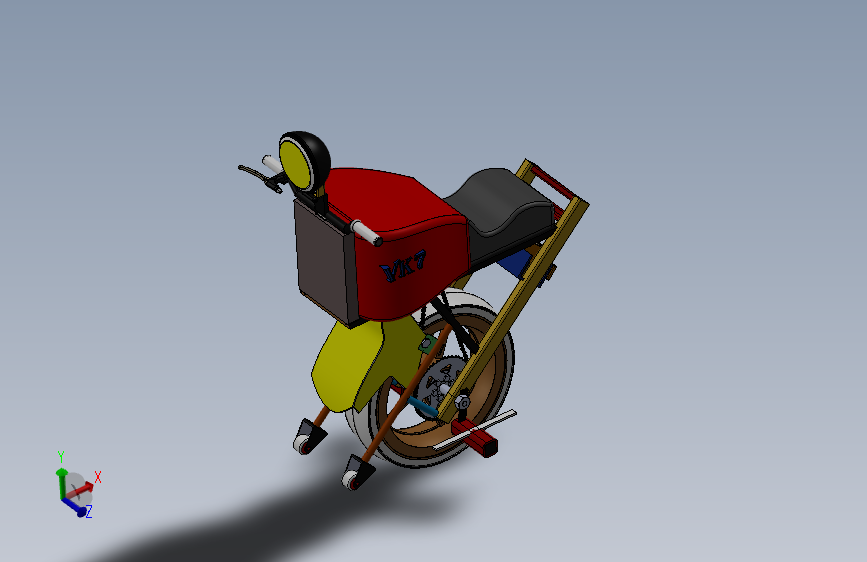单轮电动自行车3D图纸 Solidworks设计