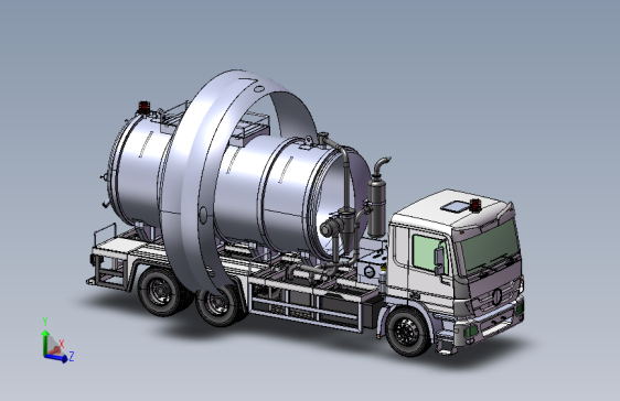 环卫污水真空车3D数模图纸 IGS格式