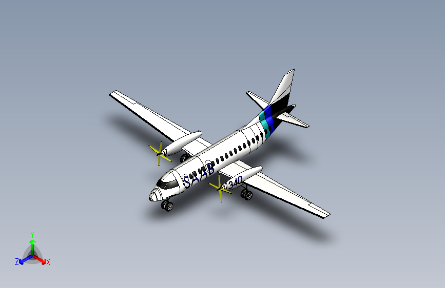 G025211-萨博340飞机在SolidWorks+2020中=飞机