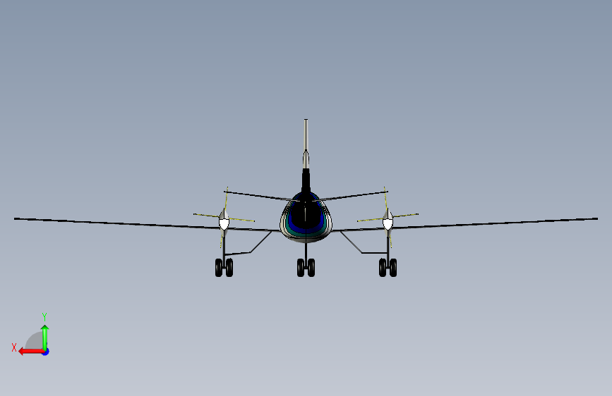 G025211-萨博340飞机在SolidWorks+2020中=飞机 背面视图