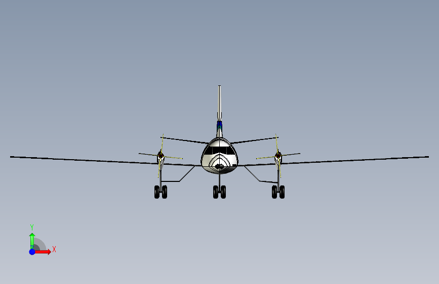 G025211-萨博340飞机在SolidWorks+2020中=飞机 正面视图