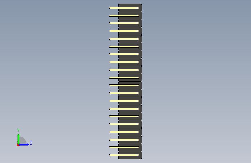 排针PinHeader_3x20_P2.54mm_Horizontal 左侧视图