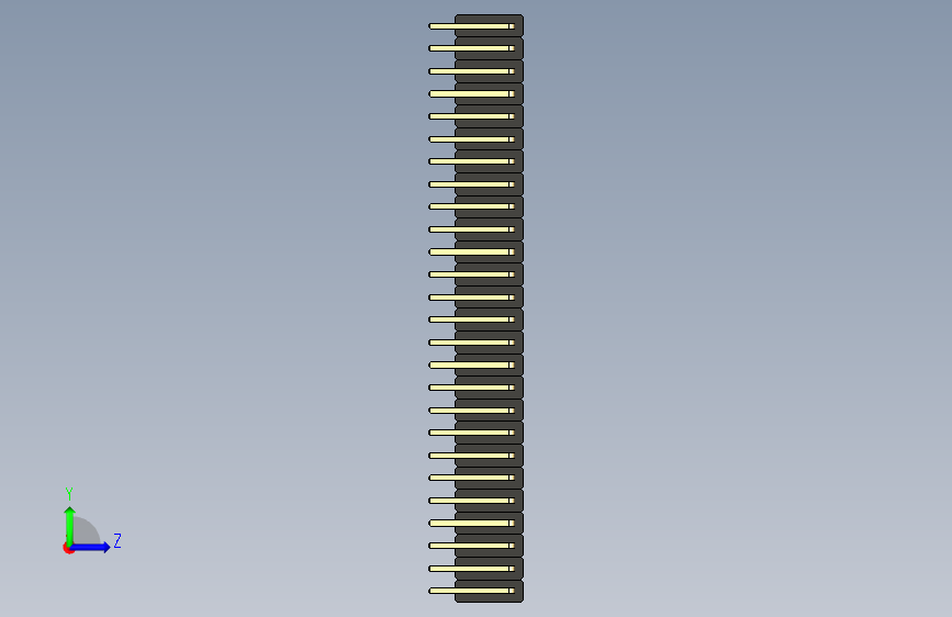 排针PinHeader_3x26_P2.54mm_Horizontal 左侧视图