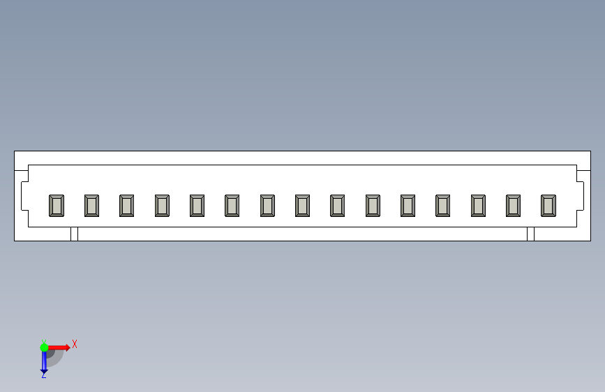 短款型直插头JST connector 1x15 P1.25mm thru hole wafer A2 俯视图
