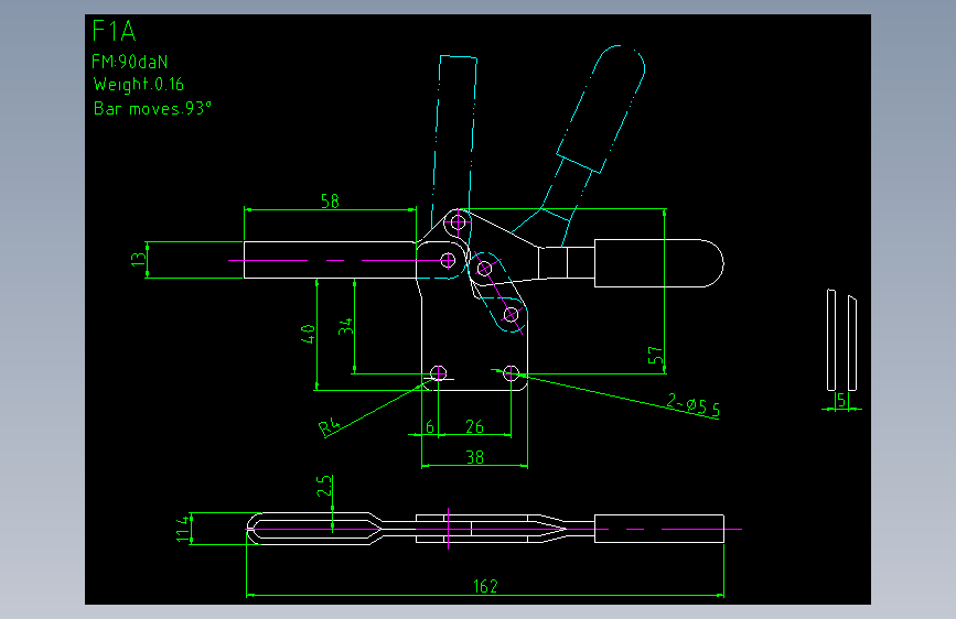 F1A规格夹钳图纸CAD
