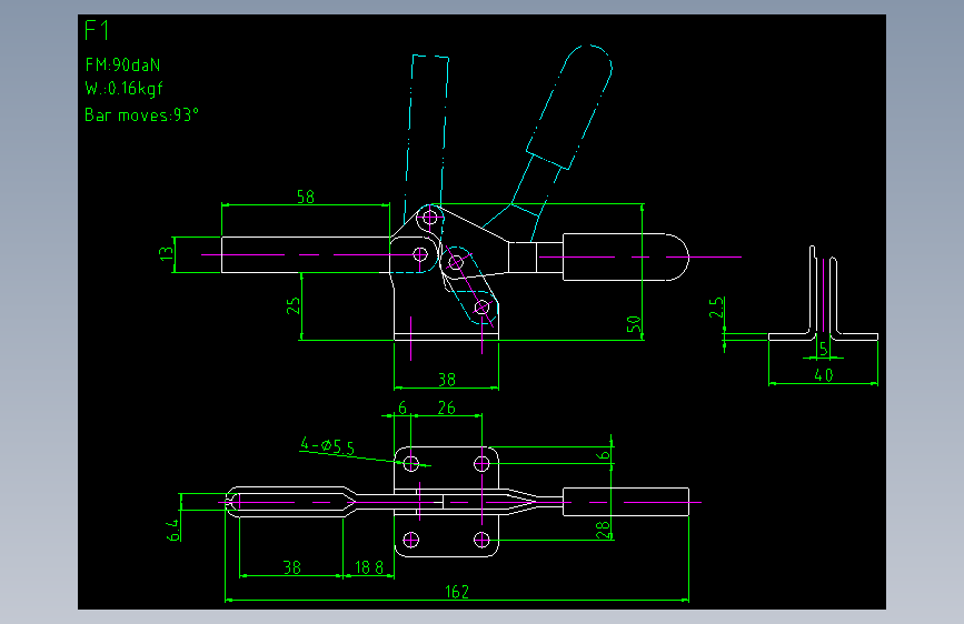 F1规格夹钳图纸CAD