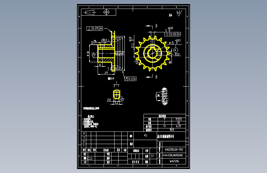 WA220G.08-052收料主动链轮CAD图纸