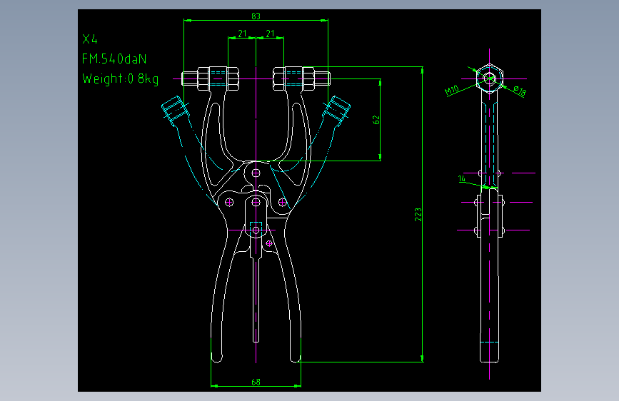 X4规格夹钳图纸CAD
