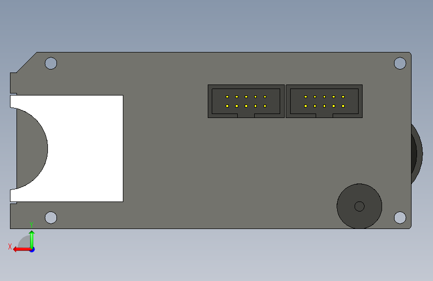 显示器支出和安装孔位置模型,Makerbase MKS MINI12864 V3.0。 背面视图