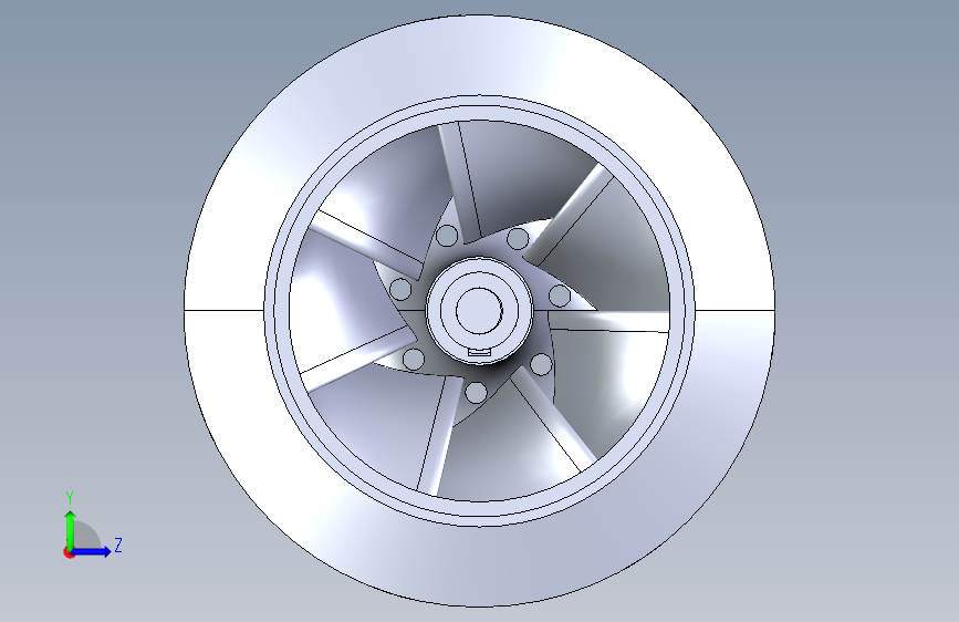 G035491-ANSYS 叶轮-泵轴的离心泵=水泵油泵 左侧视图