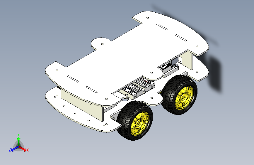 G030392-带有DXF文件的黄色电机机器人=机器人机械臂