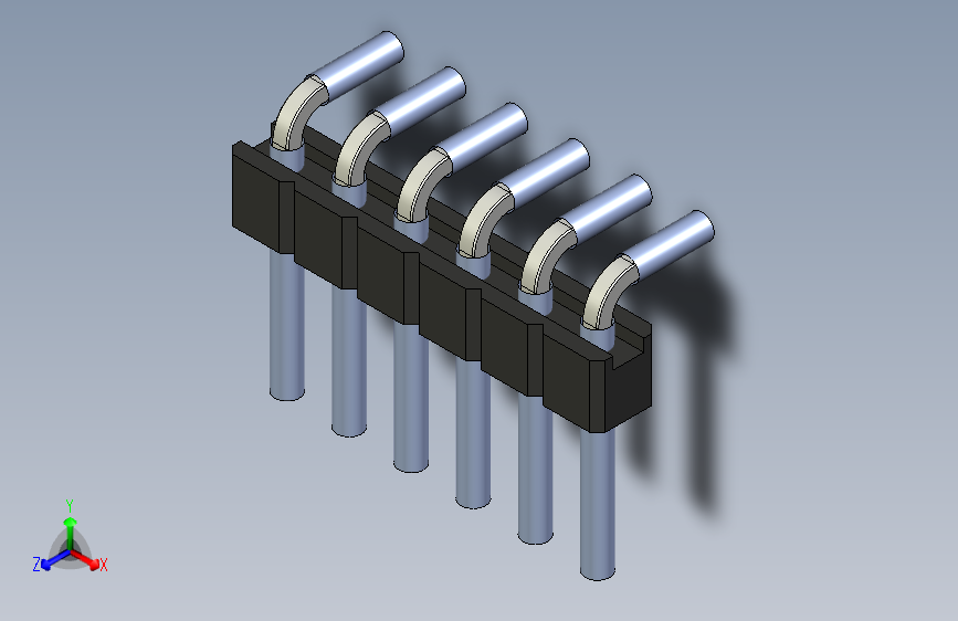 固定条，RM 2.54 mm 6 3 mm，90&deg;倾斜站立 1 x 6 黑色