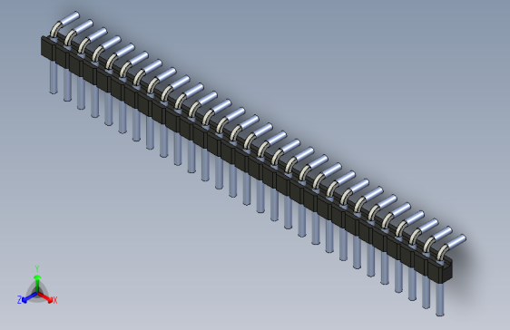 固定条，公制2.54mm，63mm，90°直立，1个29个，黑色