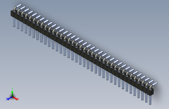 支架条,RM 2.54 mm 6 3 mm,90°倾斜站立 1 x 36 黑色