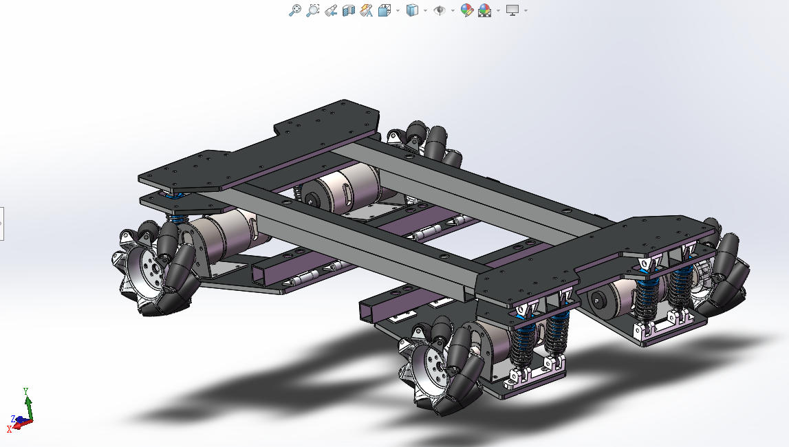 麦克纳姆轮独立悬挂底盘 3D模型含cad图sw2018可编辑