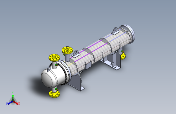 壳管式热交换器组件 – 工业3D模型