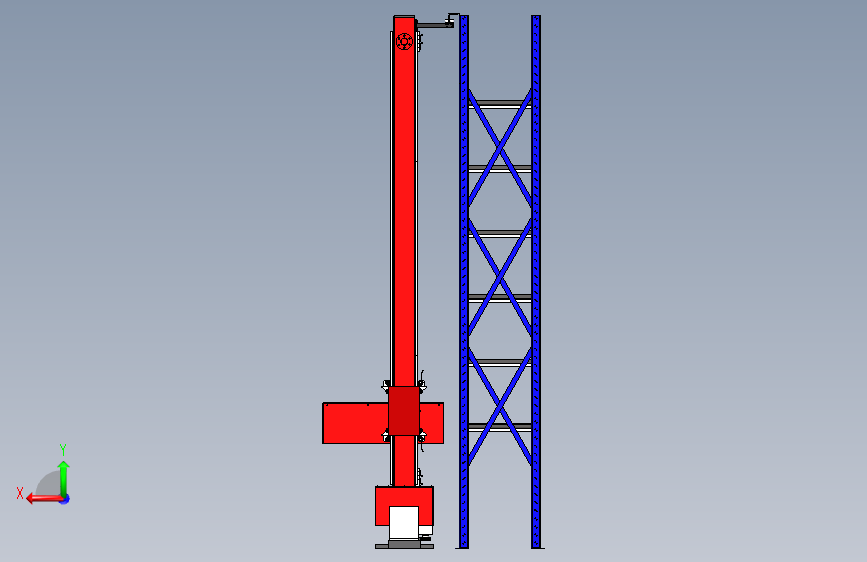 单柱巷道式堆垛机(sw16可编辑+cad) 背面视图