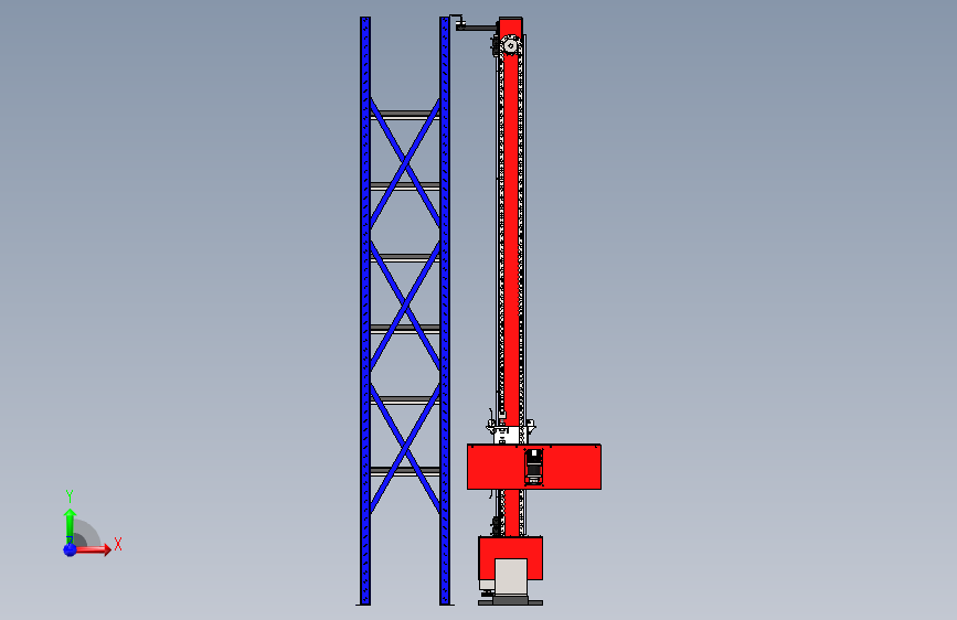单柱巷道式堆垛机(sw16可编辑+cad) 正面视图