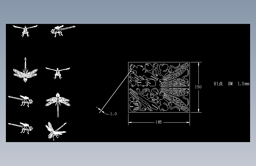 3D-蜻蜓3D立体激光雕刻动物设计作品