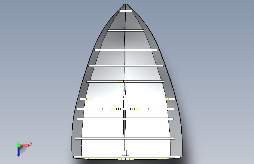 G046952-船横向建造=轮船船体 俯视图