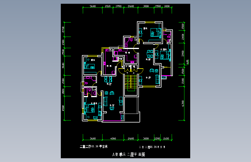 二室二厅103平米N02-住宅户型平面图