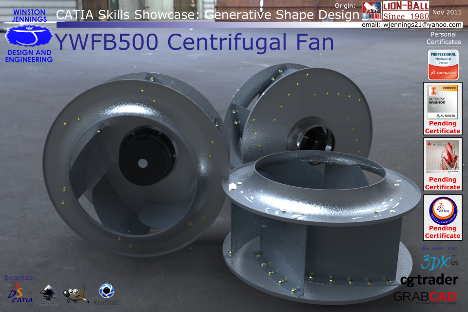 G049899-CATIA技能展示 - YWFB500 离心风机=叶轮推进器