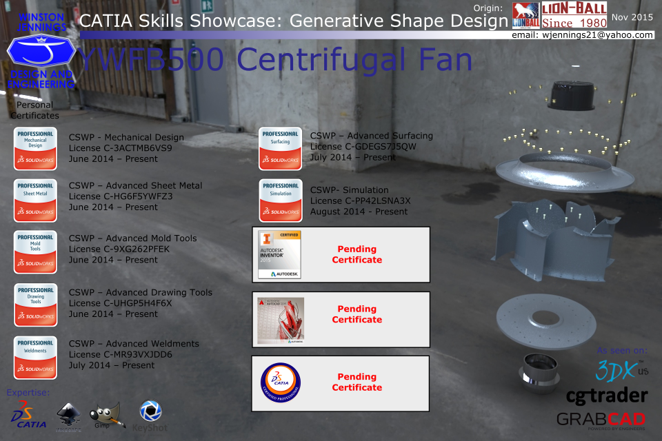 G049899-CATIA技能展示 - YWFB500 离心风机=叶轮推进器